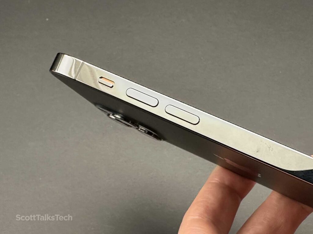 Space gray Apple iPhone 12 Pro volume buttons and mute switch