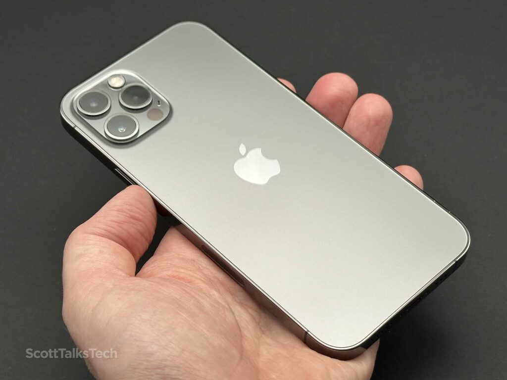 Space gray Apple iPhone 12 Pro in my hand
